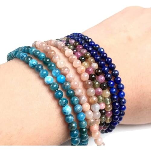 Natural crystal quartz tourmaline lapis lazuli 4mm Beads necklace garnet for girls fashion bracelet and necklace dual purpose