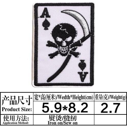 HORROR Punk Skull Poker Iron On Patches Of Clothing Accessories Fabric Stickers Embroidery Halloween day of the dead