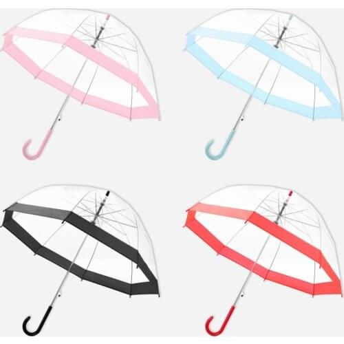 Transparent Long-handle Rain Umbrella Ultra Light Women Kids Female Umbrellas 85LA