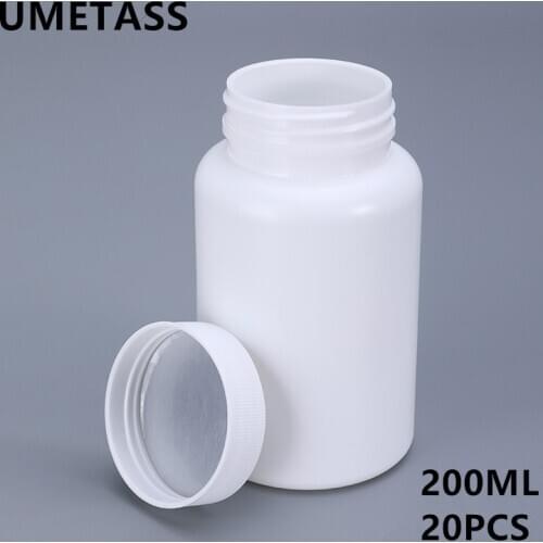 UMETASS 200ML Empty plastic bottle for capsules HDPE pharmaceutical pill bottles medicine vitamin container 20PCS/lot
