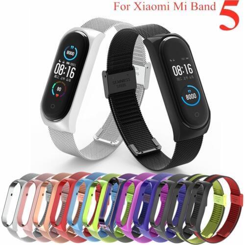 Strap For Xiaomi Mi Band 5 Stainless Steel Strap Mi5 Bracelet Metal Wrist Band For Miband 5 Replacement Bracelet For Mi Band 5