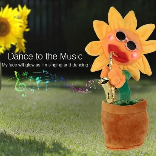 Saxophone Music Dancing Singing Electric Flower Toys Soft Stuffed Plush Enchanting Flower Music Funny Toys for Kids