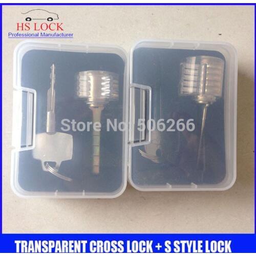Cutaway Cross Lock Training Skill Professional Visable Practice Padlocks Lock Pick For Locksmith tools with case