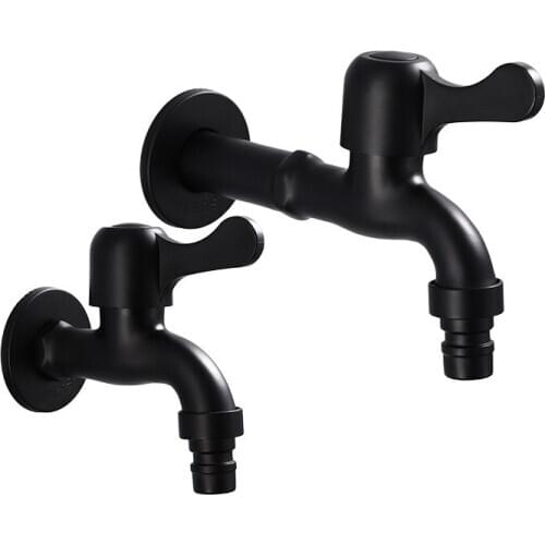 Antique Black Washing Machine Tap Mop Pool Tap Stainless Steel Wall Mounted Bibcock Single Cold Water Faucet For Outdoor Garden