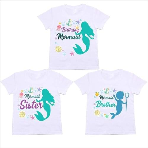 Under The Sea Ocean Mermaid theme 1st 2nd 3rd 4th 5th 6th 7th 8th 9th 10th Birthday decoration Brother sister Shirt gift present