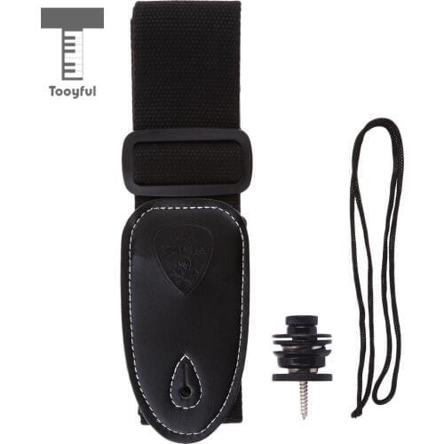 Tooyful Durable Guitar Strap Belt Straplock Set for Guitar Bass Replacement Parts Black