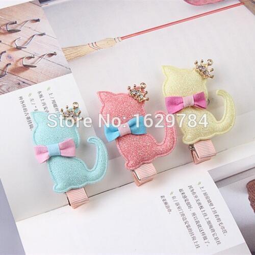 Boutique 20pcs Fashion Cute Glitter Tiaras Cat Hairpins Cartoon Animal Hair Clips Princess Headwear Hair Accessories for Girls