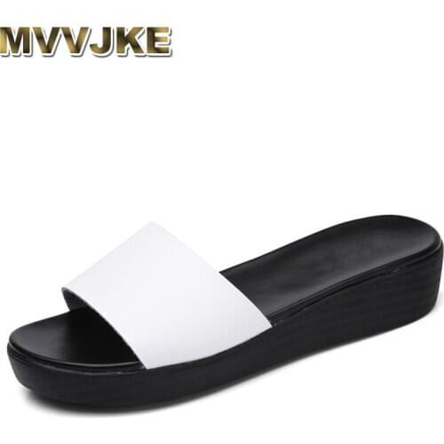 MVVJKESummer slippers BeckyWalk Womens flat sandals Beach shoes beach shoes genuine leather white black flip flops E120