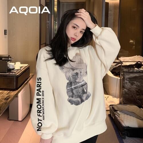 High Street Bear Loose Womens Sweatshirts Hoodies O Neck Long Sweatshirt Womam 2020 Winter Autumn INS Fashion Female Pullovers