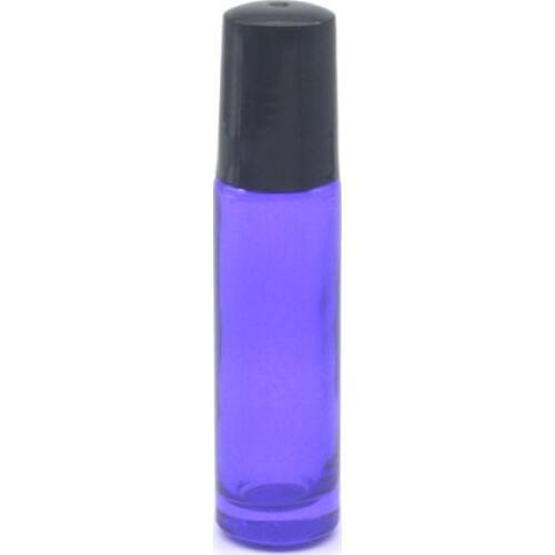 1pcs Empty 10cc Perfume Essential Oil Test Bottle Purple-blue Roller Glass Bottle 10ml Stainless Steel Roll-On Vial