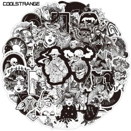 10/30/50Pcs Black White Gothic Style Girl and Skull Graffiti Stickers For Laptop Luggage Motorcycle Phone Skateboard Pegatinas