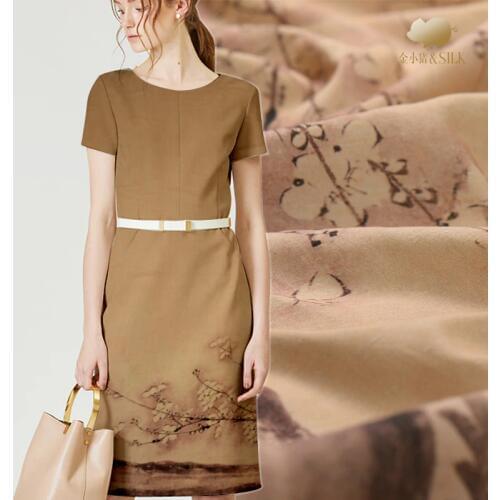 130cm heavy silk linen fabric 35mm digital printed chinese silk fabric clothing dress natural linen fabric wholesale linen cloth