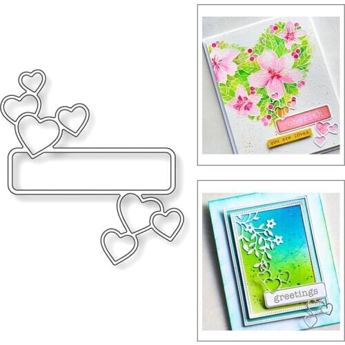 2020 New Rectangle Frame Heart Banner Label Chat Box Bookmark Metal Cutting Dies For Scrapbooking Greeting Card Making no stamps