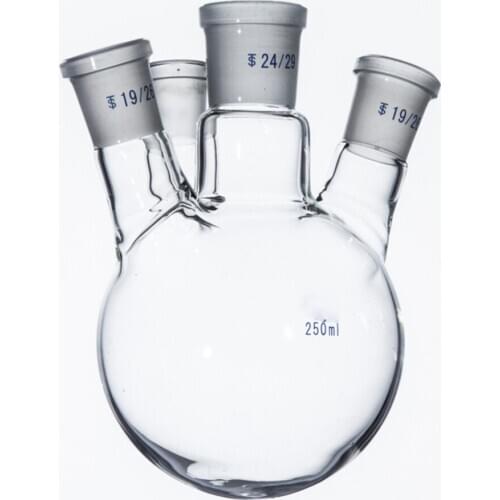 250ml,4-neck,Round bottom Glass flask,Lab Boiling Flasks,Four neck laboratory glassware reactor