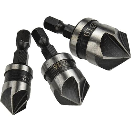6 Flute Countersink Drill Bit Chamfer Cutting Countersink Drill Bit 1/4" Hex Shank Wood Metal Quick Change Drill Bit Tools