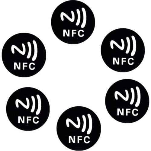 6PCS Black Anti Metal Sticker NFC Ntag213 Tags NTAG 213 Metallic Label Badges Token for Smart Mobile Phones