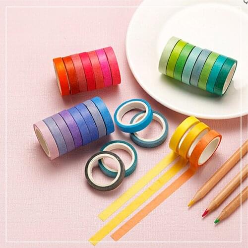 60 Pcs/Set Basic Solid Color Washi Tape Rainbow Masking Tape Decorative Adhesive Tape Sticker Scrapbook Diary Stationery