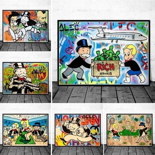 Alec Monopolis Street Graffiti Art Canvas Painting Modern Posters and Prints Wall Art Pictures for Living Room Wall Decor Cuadro