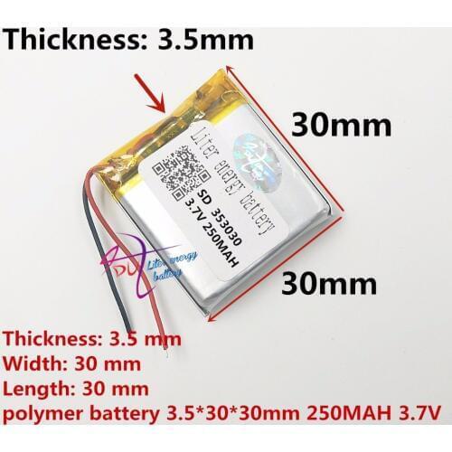 Free shipping) 3.7V 250mah 353030 lithium-ion polymer battery quality goods quality of CE FCC ROHS certification authority