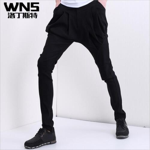 Spring And Summer Korean Men Tide Feet Pants Loose Casual Harem Pants Elastic Waist Sagging Pants Thin Hanging Crotch Pants