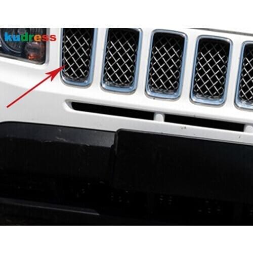 For Jeep Compass 2011 2012 2013 2014 2015 2016 ABS Chrome Front Bumper Grille Cover Trim Center Grills Around Car Accessories