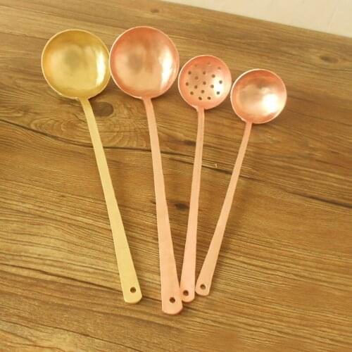 Pure Copper Colander Spatula Spoon Handmade Tableware Tablespoon Kitchen