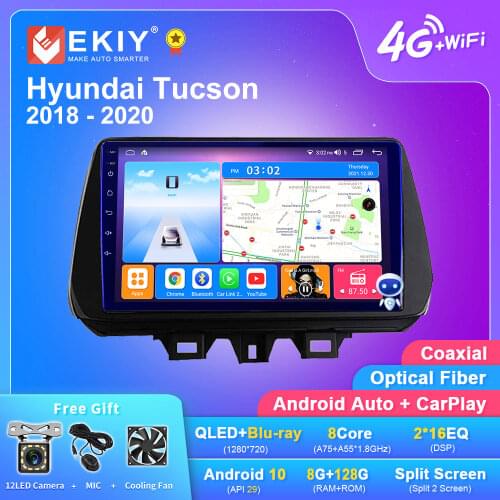 EKIY For Hyundai Tucson 2018-2020 Android Car Radio QLED DSP 1280*720 6G+128G Multimedia Video Player GPS Navigation Stereo DVD
