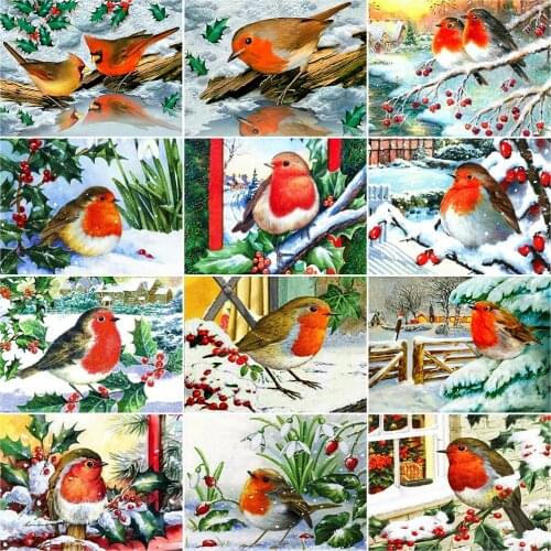 Evershine 5D DIY Diamond Embroidery Bird Full Square Diamond Painting Animal Cross Stitch Snow Home Decorations