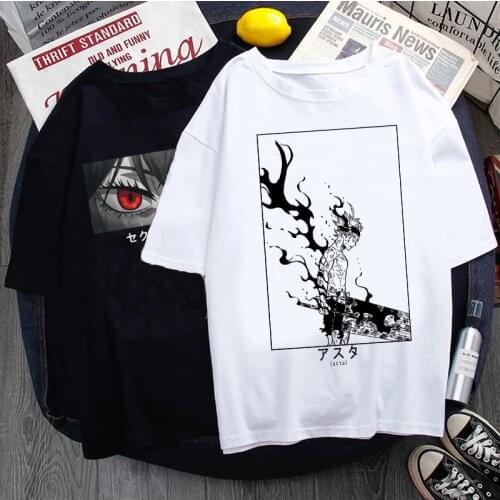 Hot Japanese Anime Black Clover T Shirt Men Kawaii Summer Tops Cartoon Graphic Tees Manga Unisex T-shirt Harajuku Tshirt Male