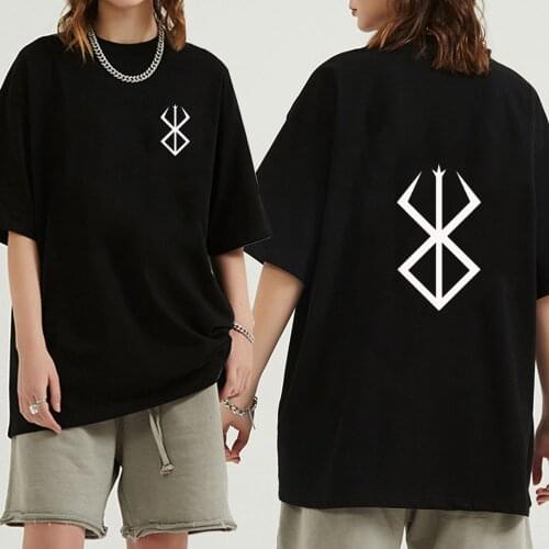 Unisex berserk logo Hot Anime T-shirt O-neck Fashion Hip Hop Print Fashion Cloth