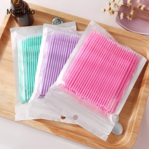 100Pcs Disposable Eyelash Brushes Swab Microbrushes Eyelash Extension Tools Individual Eyelashes Removing Tools Applicators