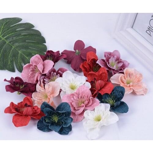10 Pieces/lot artificial flower 7.5cm Orchid flower head for wedding party home decoration DIY gift crafts wreath fake plants