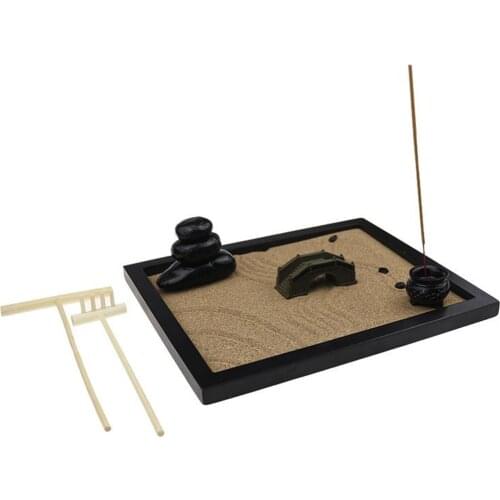 Office Desktop Zen Garden Set Classic with Free Rake for Zen Gardening