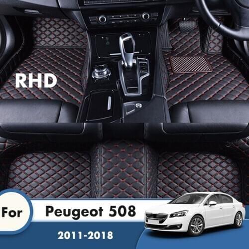 RHD Carpets For Peugeot 508 2018 2017 2016 2015 2014 2013 2012 2011 Artificial Leather Car Floor Mats Car Accessories Interior
