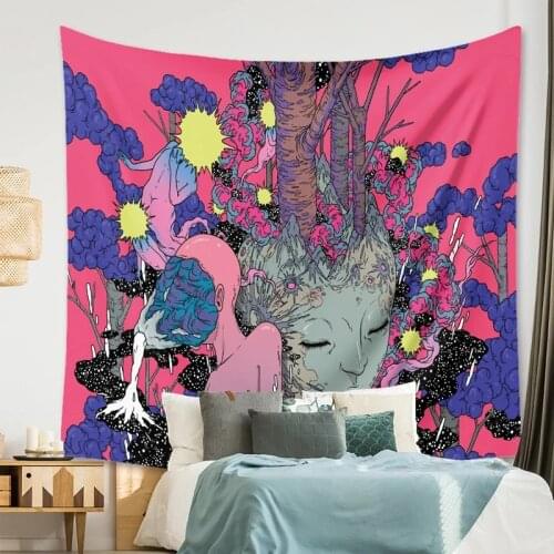 Colorful Psychedlic Tapestry Hippie Room Wall Hanging Blanket Art Home Decor Psychedelic Background Tapestry 95x73CM dorm room