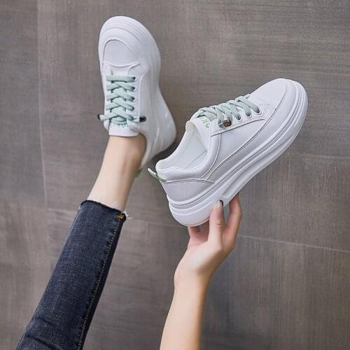 Casual Vulcanize Shoes Women Sneakers Shoes White Leather Walking Running Autumn Flat Platform Flats Woman Sport Shoes 2021