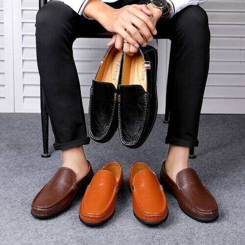 Men Casual Shoes British Style Moccasins slip on Genuine Leather Flats Zapatos Hombre Loafers Footwear Men summer Chaussures