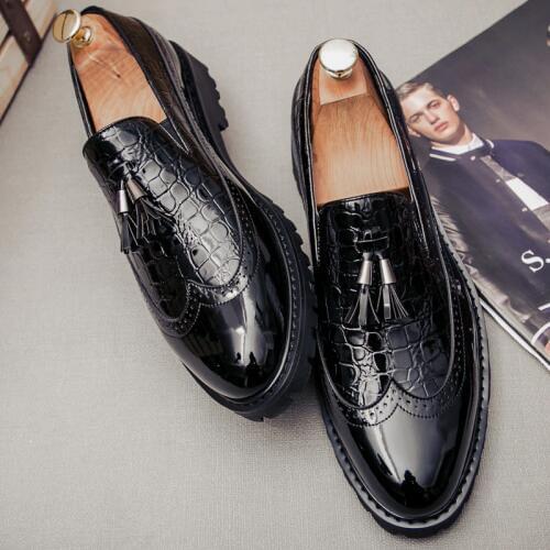 Italian Brand Men Dress Shoes Patent Leather Croco Formal Business Men Oxfords Shoes For Men Wedding Party Men Shoes Brogue Shoe
