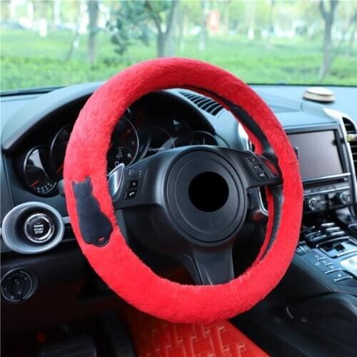 New arrival Cartoon Creative Plush Cat Car steering wheel covers Warm Winter absorb sweat auto interior steering accessories