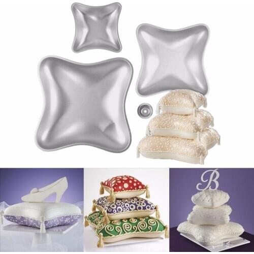 New 4pcs Cake Tins Mold Pillow Cushion Shape Cake Baking Pan Aluminium Alloy Mold