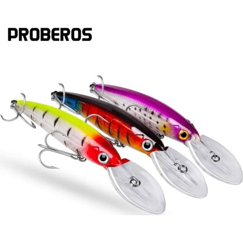 PROBEROS Fishing lure 33.34g-1.17oz Minnow lures 6 color fishing bait 6.5"-16.5cm fishing tackle 1/0# High-carbon steel Hook
