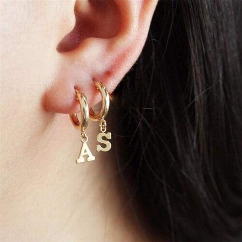 Letter Earrings 14K Gold Filled Fine Jewelry 15MM Hoop Earrings Brincos Pendientes Oorbellen Boho Earrings Name Earrings