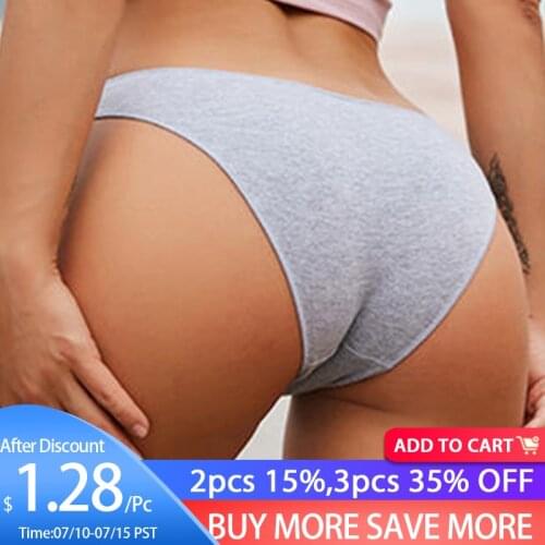 FINETOO M-2XL Cotton Panties for Women Sexy Low Waist Briefs Female Breathable Underwear Girl Intimates Lingerie Solid Color New