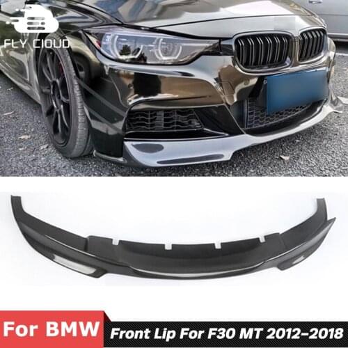 V Style Carbon Fiber Material Front Shovel Bumper Lip For BMW 3 Series F30 F35 MT Car Body Kit 2012-2018
