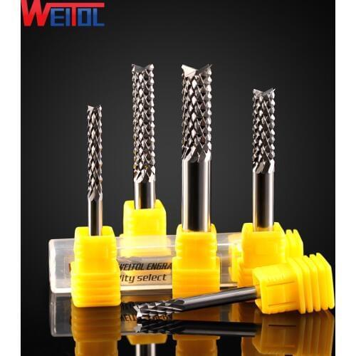 Weitol 3A 1 pc 3.175/4/6mm Tungsten steel Corn Cutter Cement board Hardwood PCB cutting CNC Router Bits