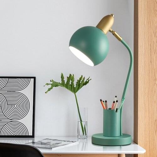 Nordic Iron Art LED Fashion Simple Desk Lamp Eye Protection Dimming Metal Pen Holder Table Lamp Living Room Bedroom Home Decor
