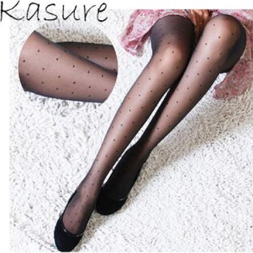 KASURE New Fashion Women’s Sheer Black Micro Mesh Legging Transparent Dot Patterned Tights For Young Lady Summer Wear