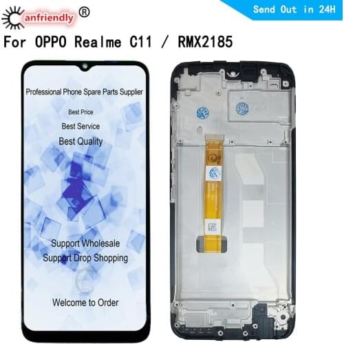 6.5" IPS LCD For Realme C11 RMX2185 LCD Display Touch Panel Screen Digiziter Sensor With Frame Assembly For OPPO Realme C11