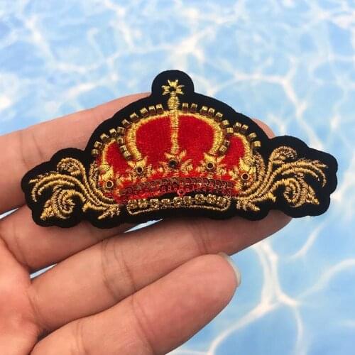Embroidery Patch Badge Beaded Crown Patches Badges clothes Patches Embroidered Appliques for Denim Jeans