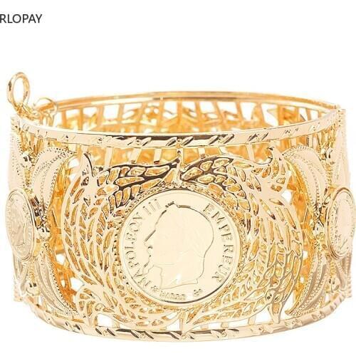 Gold Coins Bangles for Women Men Money Coin Bracelet Islamic Muslim Arab Middle Eastern Jewelry African Gifts